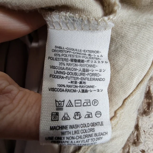 FREE PEOPLE Nude Mini Dress Lily Crochet Blouson Lace Overlay Cutout Women Small - Picture 12 of 14